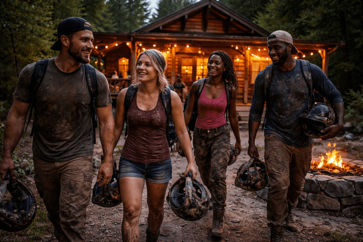 Wildcat riders returning to cabin after the best trail day