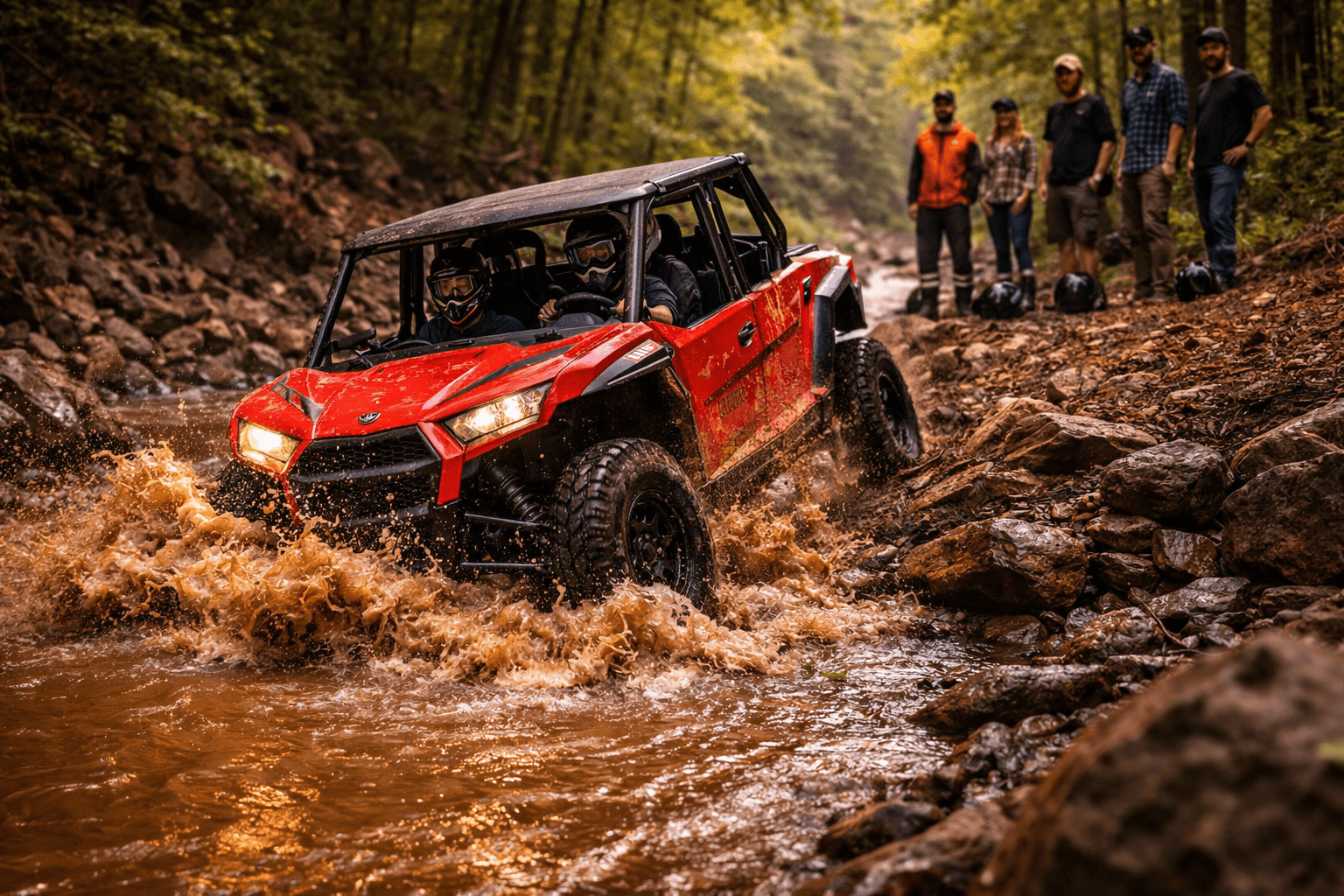 Creek crossing at Wildcat Off-Road Park with off-road riders