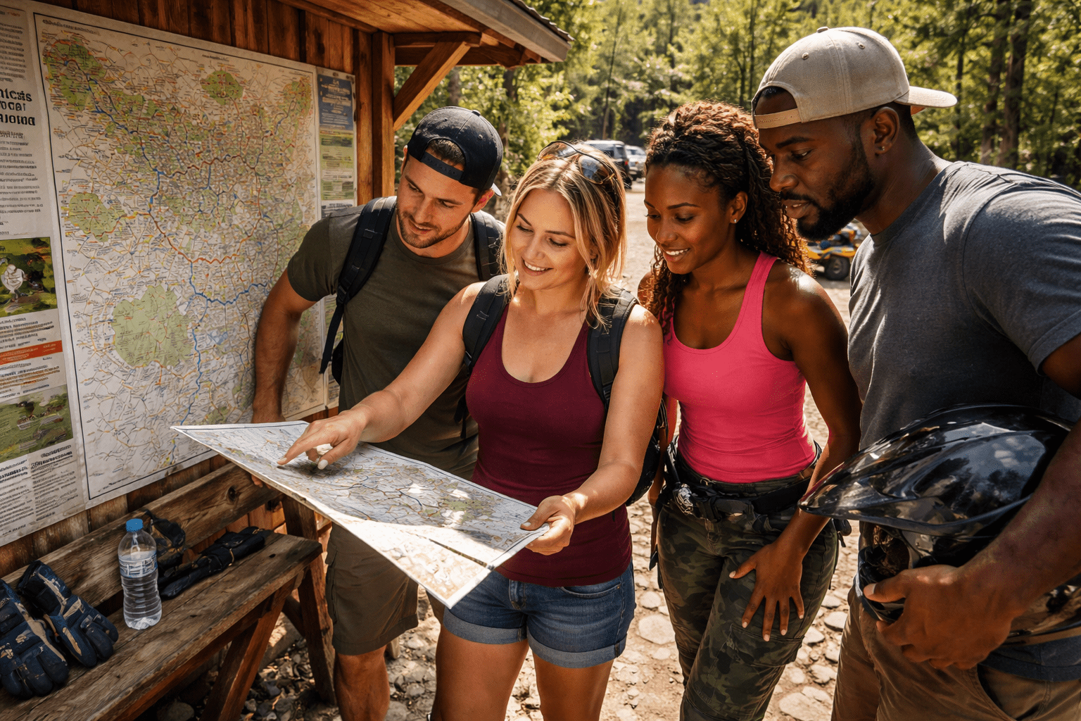 First-time riders choosing easier trail routes at Wildcat Off-Road Park