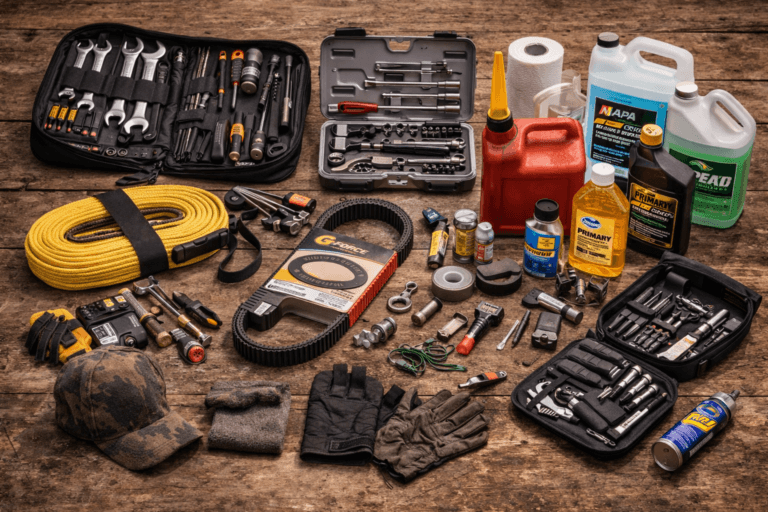 Vehicle-specific supplies packed for a Wildcat UTV trip
