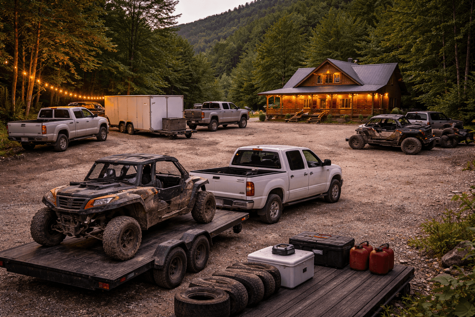 Large trailer parking area at lodging near Wildcat Off-Road Park