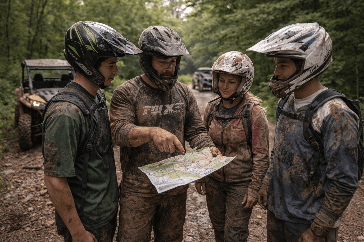 Beginner riders learning what to avoid at Wildcat Off-Road Park