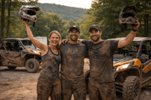 Happy first-time riders finishing a successful Wildcat weekend