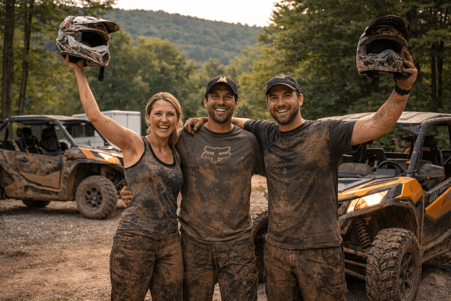 Happy first-time riders finishing a successful Wildcat weekend