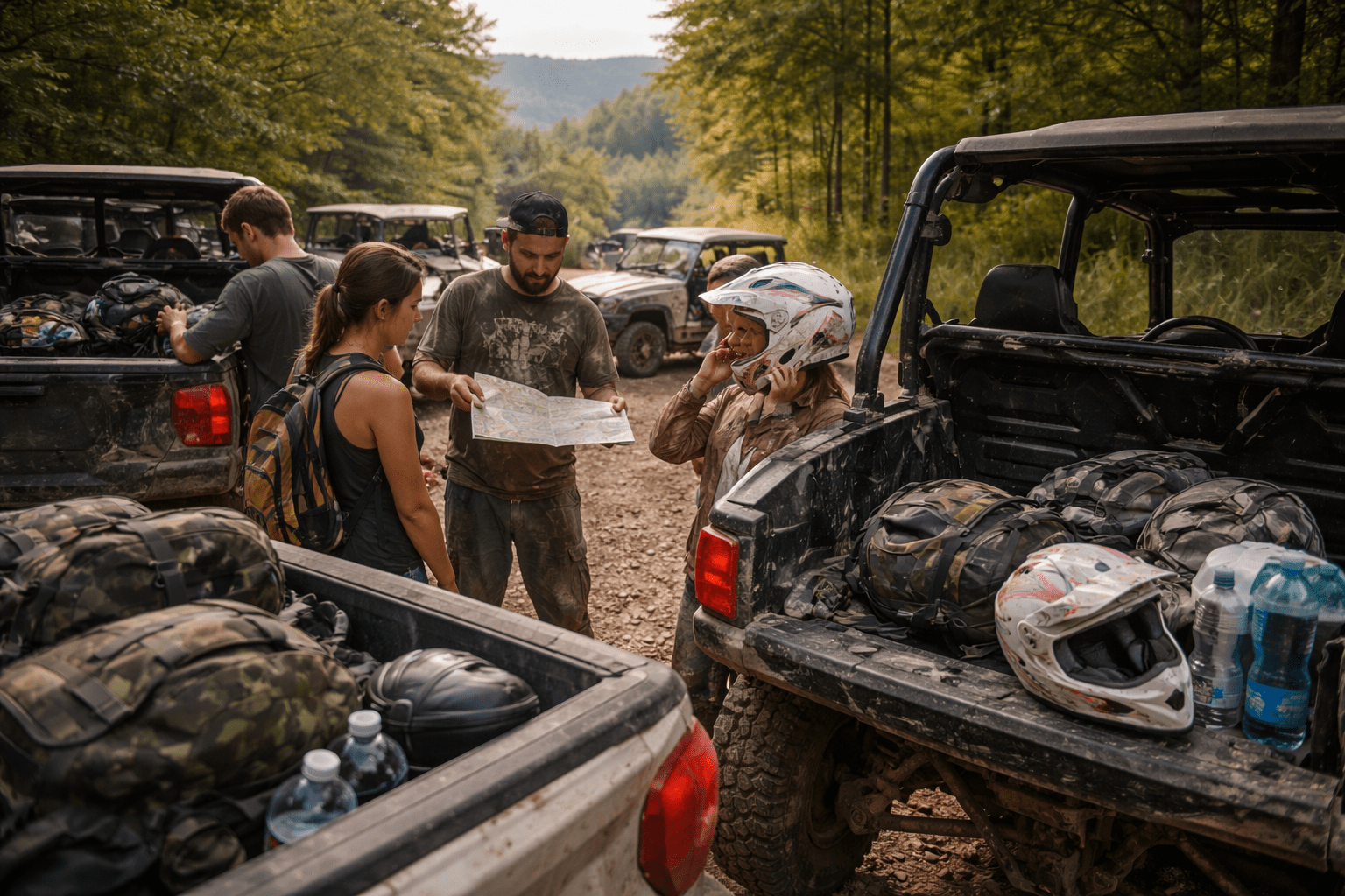 Preparing a side-by-side for a beginner ride at Wildcat Off-Road Park